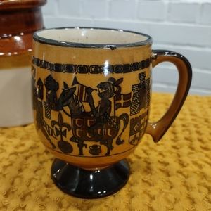 Vintage Mid Century Pedestal Medieval Mug